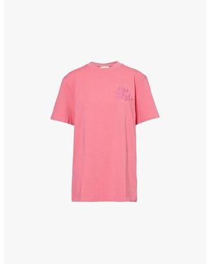 ADANOLA Oversized Logo-Print Organic-Cotton T-Shirt - Pink