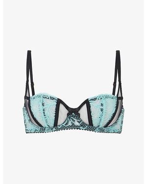 Agent Provocateur Rozlyn Underwired Mesh And Lace Bra - Blue