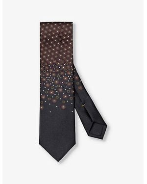 Eton Dark Floral-Pattern Silk Tie - Brown