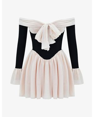 House Of Cb Alana Off-The-Shoulder Stretch-Woven Mini Dress - Multicolour
