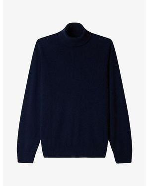 Sandro Roll-Neck Long-Sleeve Cashmere Sweater - Blue