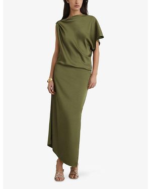 kenzie satin asymmetric draped midi dress in mauve Reiss Kenzie Satin Asymmetric Draped Midi Dress, Mauve