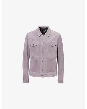 Tom Ford Western Flap-Pocket Suede Jacket - Purple