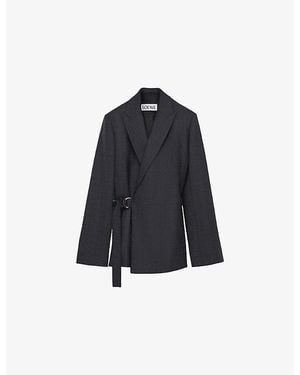 Loewe Wool Check Draped Blazer - Blue