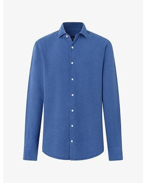 Hackett Textured Tailored-Fit Cotton Shirt - Blue