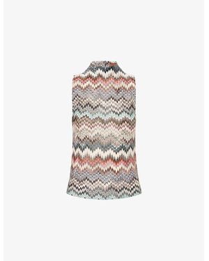 Missoni Chevron Flared Knitted Top - White
