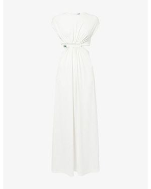 Christopher Esber Droplet Crystal Clasp Stretch-Jersey Maxi Dress - White