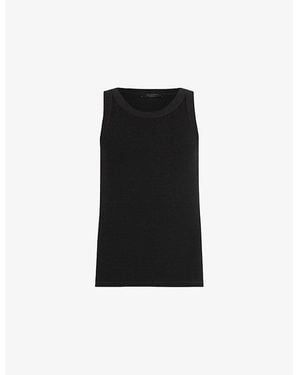 AllSaints Rina Round-Neck Sleeveless Stretch-Woven Tank - Black