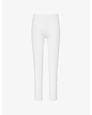 Max Mara Basilea Brand-Print Stretch-Woven Leggings - White