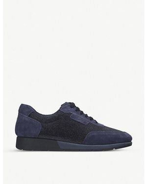 Carvela Kurt Geiger Comma Suede And Glittered-Fabric Trainers - Blue