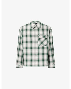 Represent Check Waffle Cotton-Flannel Shirt - Green