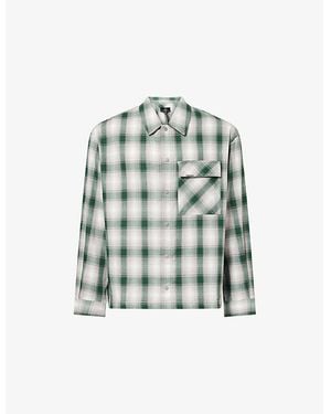 Represent Check Waffle Cotton-Flannel Shirt - Green