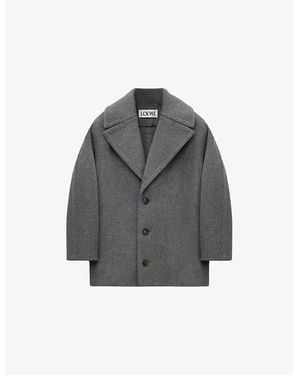 Loewe Relaxed-Fit Brushed Wool Coat - Gray