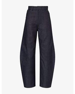 Mona Alshebil Barrel-Leg Denim Jeans - Blue
