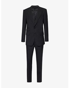 Tom Ford Peak-Lapel Flap-Pocket Regular-Fit Tapered-Leg Wool Suit - Black