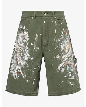 GALLERY DEPT. Platoon Paint-Splatter Cotton Shorts - Green