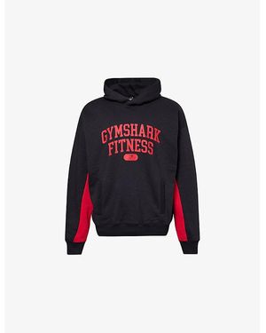 GYMSHARK Varsity Logo-Text Print Cotton-Blend Hoody - Red