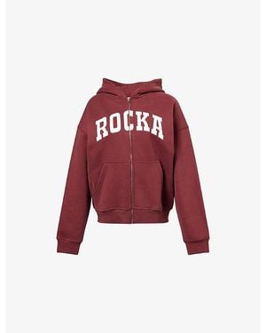 Ru & Rocka Varsity Logo-Print Jersey Hoodie - Red