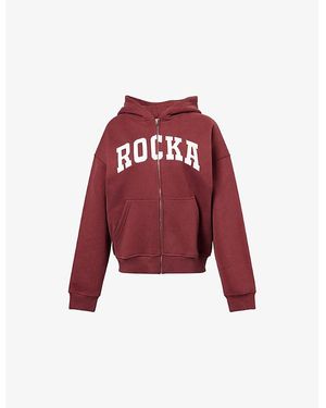 Ru & Rocka Varsity Logo-Print Jersey Hoodie - Red