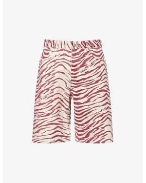 BBCICECREAM Zebra Straight-Leg Denim Shorts - Red