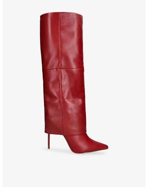 Steve Madden Smith Leather Heeled Knee-High Boots - Red