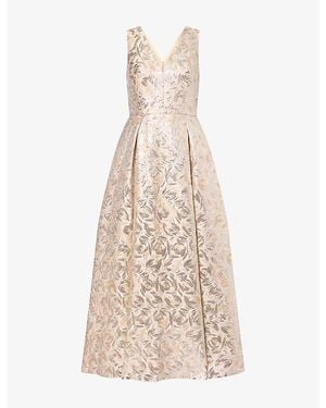 Huishan Zhang Omaya Floral-Jacquard Woven Maxi Dress - Natural