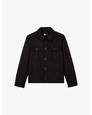 The Kooples Chest-Pocket Wool-Blend Jacket - Black