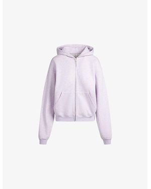 Skims Classic Zip-Up Cotton-Blend Hoody - Purple