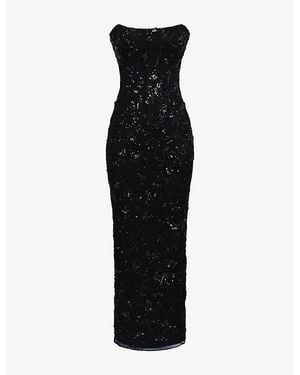 House Of Cb Anisa Bead-Embellished Strapless Maxi Dress - Black