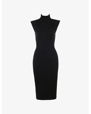 House Of Cb Gaia Turtleneck Cotton-Blend Midi Dress - Black
