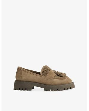LK Bennett Shirley Shearling And Suede Loafers - Natural