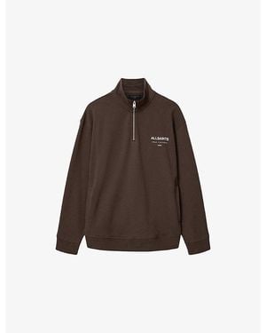 AllSaints Underground Logo-Print Cotton Sweatshirt - Brown