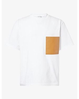 Bottega Veneta Leather-Pocket Cotton T-Shirt - White