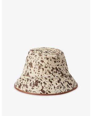 Polo Ralph Lauren Cow-Print Calf-Hair Leather Bucket Hat - Natural