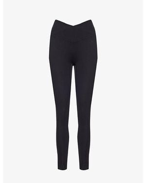 GYMSHARK Gym-Kit Cross-Over Waistband Logo-Print Stretch-Jersey Leggings - Blue