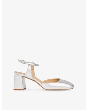 Whistles Matilda Block-Heel Leather Slingback Shoes - White