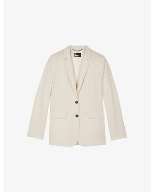 The Kooples Notch-Lapel Regular-Fit Lyocell, Linen And Cotton Blazer - Natural