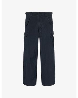 A.PRESSE Ripstock Army M51 Cotton And Linen Blend Trousers - Blue