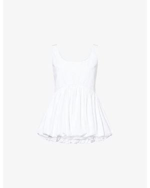 RÓHE Frames Peplum Balloon Cotton Top - White