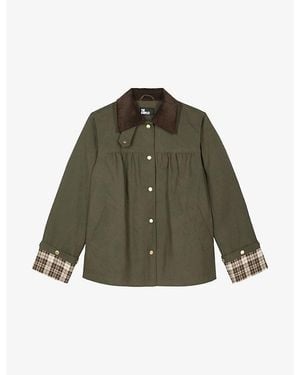 The Kooples Corduroy-Collar Relaxed-Fit Cotton Jacket - Green