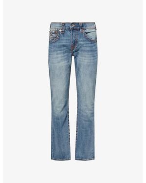 TRUE RELIGION Ricky Embroidered Straight-Leg Denim Jeans - Blue