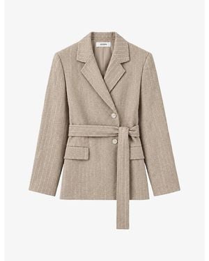 JOSEPH Eulie Belted-Waist Wool And Cashmere-Blend Jacket - Natural