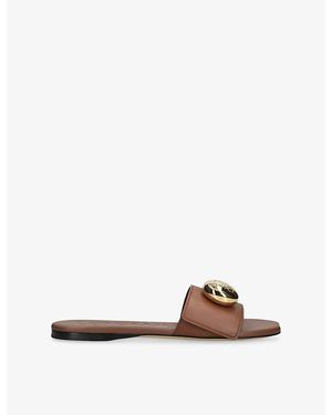 Loewe Pebble Leather Slides - Brown