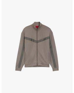 HUGO Logo-Print Relaxed-Fit Woven Tracksuit Top - Brown