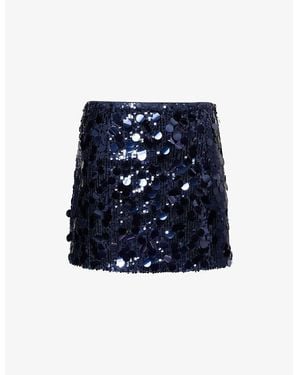 Amy Lynn Sequin Woven Mini Skirt - Blue