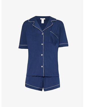Eberjey Gisele Relaxed-Fit Stretch-Woven Jersey Pajama Set - Blue
