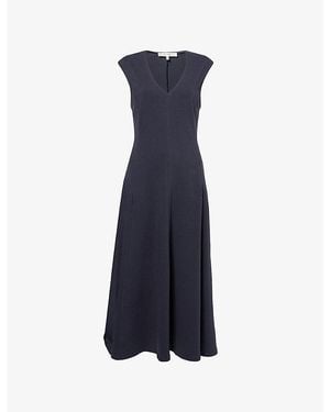 FRAME The Studio Flared Cotton Midi Dress - Blue