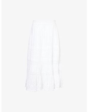 Polo Ralph Lauren Embroidered Flared Cotton-Poplin Maxi Skirt - White