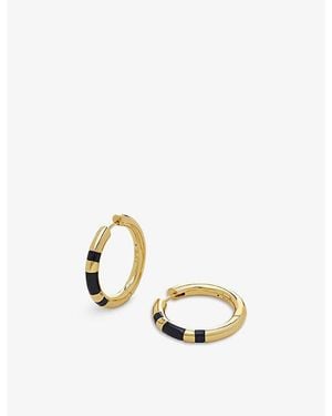 Monica Vinader X Kate Young 18Ct-Plated Vermeil Sterling- And Onyx Hoop Earrings - White