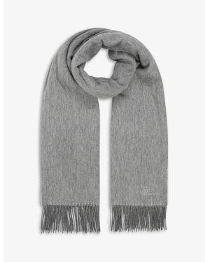 Reiss Picton Logo-Embroidered Wool-Cashmere Blend Scarf - Grey